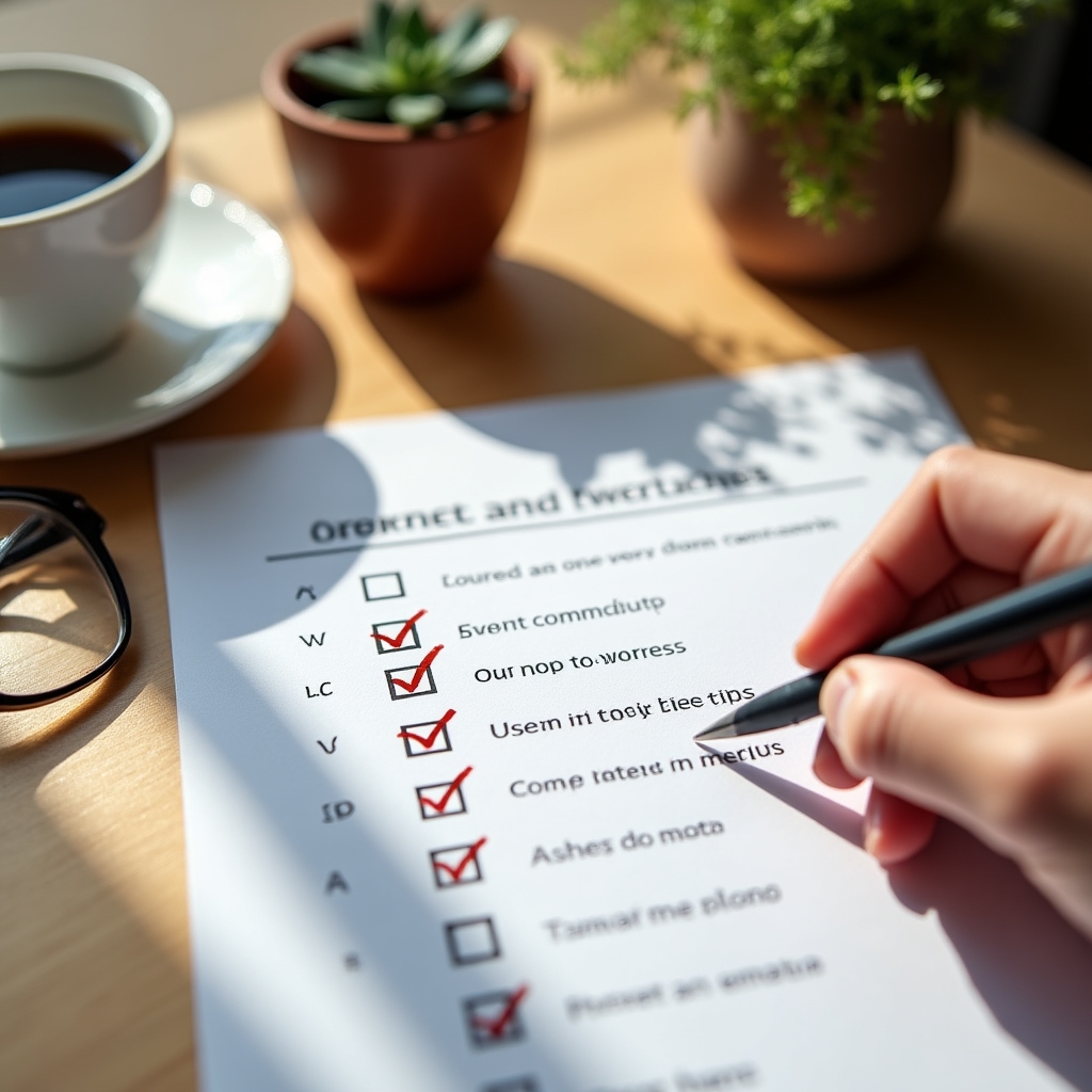 Checklist s poznámkami k ekologickému auditu provozu na stole
